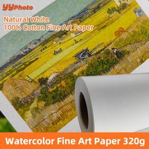 <span class=keywords><strong>Papier</strong></span> d'art <span class=keywords><strong>aquarelle</strong></span> 100% coton YYPhoto 320 g/m² sans acide blanc naturel <span class=keywords><strong>pour</strong></span> reproduction artistique impression jet d'encre - Product Image 1