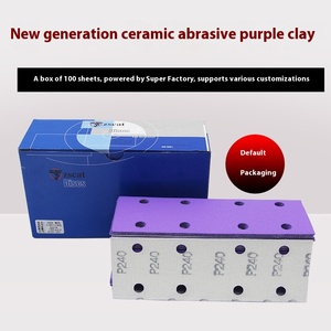 Papel de lija seco cuadrado de 8 agujeros con respaldo de terciopelo JTS, 198*70mm, hoja de herramienta abrasiva flocada autoadhesiva púrpura de cerámica, dureza 90 - Product Image 3