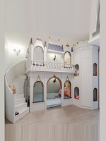 Lit superposé bohème, lit château de princesse, lit cachette secrète avec escalier courbé, lit superposé blanc personnalisé pour chambre de filles, style européen
