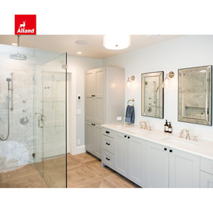 Alland cinese lavabo quarzo bancone grigio verniciato lacca morbida stretta mobili bagno americano mobile lavabo con 2 lavandini - Product Image 1