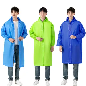 Rain Jacket Custom Logo Print Rain Coat Eco-Friendly Portable Eva Raincoat Waterproof Rain Poncho With Hoods And Sleeves