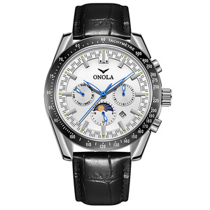 ONOLA 6835 Luxury Sport Mechanical Watch with Leather Strap Customized Logo Waterproof <b>Automatic</b> <b>Chronograph</b> & Calendar - Product Image 4