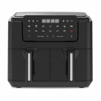 Friteuse à air numérique électrique carrée de 9 L avec double panier et structure en plastique pour usage domestique
