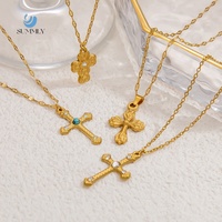 Collar de Acero Inoxidable SUMMLY de Alta Calidad, Minimalista, con Colgante de Cruz Chapado en Oro de 18K, para Fiestas y Eventos, Ideal para Regalo