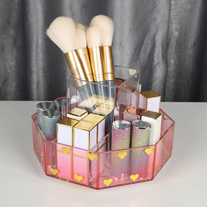 360 ° איפור מסתובב מברשת איפור מארגן 7 גביע חריץ קוסמטי לק אמנות לספק חדר רחצה להזרקה שולחן עבודה יהירות - Product Image 1