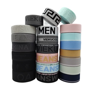 Custom Debossed Elastic Band Men's Underwear 3D Logo Jacquard Weaving Spandex/Nylon Elastic Waistband 5cm Home Textiles Garment - Product Image 3