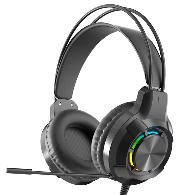 High Quality Gaming Wired Headphones RGB LED Stereo Sound Mic Universal Music Over Ear Wired Earbuds