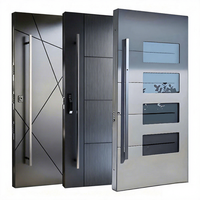 Porte d'entrée pivotante moderne en aluminium de haute qualité, porte extérieure de sécurité américaine, porte principale en bois massif