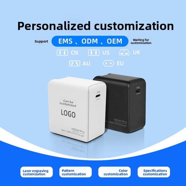 PD 100W USB-C Smart GaN Fast Charger 3C-Certified Quick-Charge Laptop & Camera Charger OVP Protection Compatible Android IOS