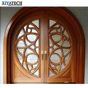 XIYATECHカスタマイズ無垢材玄関ドア木製メインシングル木製アーチドアデザインヴィラ用 - Product Image 3