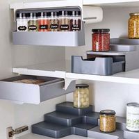 Organisateur de rangement pour épices auto-adhésif pour cuisine, sous le bureau, support de rangement pour bouteilles d'assaisonnement, tiroir