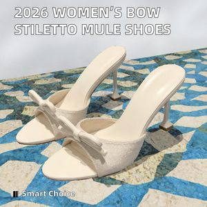 Sandalias de tacón con lazo para mujer, estilo mule, punta abierta, para fiesta o noche - Product Image 2