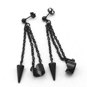 Pendientes de Aro Negros en Forma de Cono Yunique con Cadena y Diseño Geométrico de Púas, para Hombre y Mujer, de Acero Inoxidable, Hechos en Guangzhou, a la Moda - Product Image 2