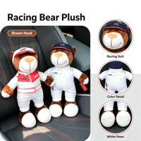 Boneka Beruang Teddy Balap Plushie Custom, Boneka Isi Lembut dengan Seragam Pembalap, Maskot Olahraga untuk Hadiah dan Dekorasi Rumah