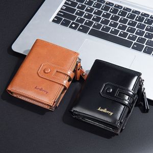 Baellerry Men's Wallet Short Soft Leather Snap Clasp Zipper <b>Card</b> <b>Holder</b> 4 Inch Black Brown Khaki - Product Image 4