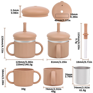 Trẻ Em Bị Rò Rỉ Bằng Chứng 304 Thép Không Gỉ Silicone 2 Trong 1 Bé Đào Tạo Rơm Uống Cốc Nước Bé Sippy Cup Với Xử Lý - Product Image 3