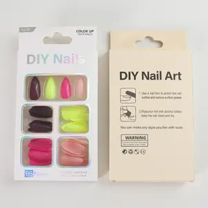 Ongles en gel complet à couverture intégrale, style européen, couleurs assorties, pointes françaises, forme amande, <span class=keywords><strong>rose</strong></span> nude, bordeaux - Product Image 5