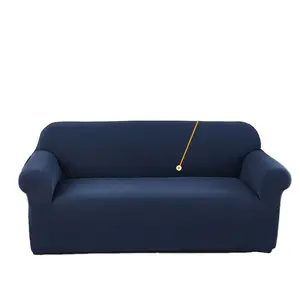 Wholesale Customized Classic Stretch Loose Adjustable Anti Slip Slipcover Navy Blue 3 Seater Waterproof Sofa Protective Cover