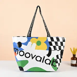 Global Promotion Customized PP Woven Grocery Bags Advertising Recyclable Shopping Tote Bags Portable Pp Woven Shopping Bag
