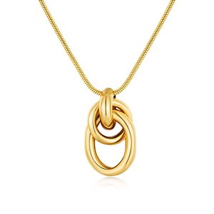 Mặt dây chuyền thép không gỉ thiết kế vòng tròn đôi vàng không đều, kiểu dáng thời trang nữ, dành cho dịp kỷ niệm. - Product Image 1