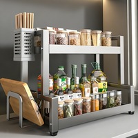 Robuuste drielaagse 20-kwadratmeter roestvrije metalen kruidenrek multifunctionele alles-in-één opbergorganizer minimalistisch