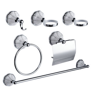 Luxury Bathroom Accessory Set 6 Piece Zinc Alloy Plated Towel Ring Toilet Paper Holder With <b>Shell</b> Design - Product Image 1