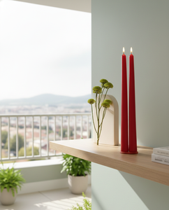 Red Soy Wax Taper <b>Candles</b> <b>Set</b> of 2 Smokeless for Dining Tables Living Rooms Bedrooms Balconies Weddings Holidays & Christmas - Product Image 2