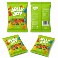 Bolsas de Plástico Planas con Ventana para Dulces de Goma, Gomitas, Ositos de Gelatina, Gusanos y Golosinas, Bolsas de Mylar Tipo Almohada para un Solo Consumo