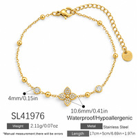 Bracelet tendance SUMMLY en acier inoxydable plaqué or 18 carats avec perles entretoises géométriques en forme de cœur et trèfle à quatre feuilles en zircon, idéal pour femme, cadeau de fête