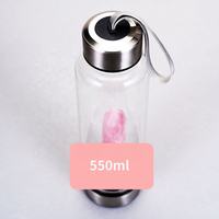 Bouteilles d'eau en cristal infusées avec pierre précieuse de guérison, 550ml, 16oz, sans BPA, vente en gros