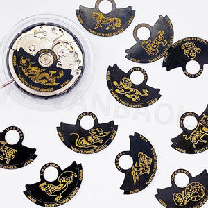 Piezas de movimiento de reloj NH35 negro 12 elementos de animales del horóscopo Lunar chino 4R35B rotor NH36 parche Rotor de letras de hoja de Metal - Product Image 2