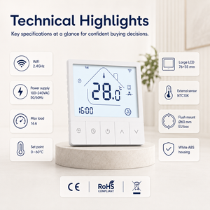 Nuovo Termostato Digitale WiFi per Riscaldamento a Pavimento, Controllo di Sicurezza per Riscaldamento a Pavimento - Product Image 4