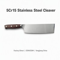 Couteau de cuisine chinois en acier inoxydable 5Cr15 personnalisé, manche en bois massif, 30,5 cm, pour couper la viande, les légumes et les os