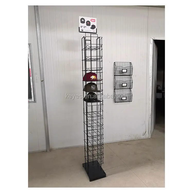Hoed Winkel Vrijstaande Draad Display Rekken Baseball Caps Vloer Display Hoed Metalen Display Plank