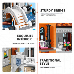 Blocs de construction de luxe Venise : 2926 pièces, modèle d'architecture modulaire de maison de canal européenne pour décoration de bureau et collection - Product Image 4
