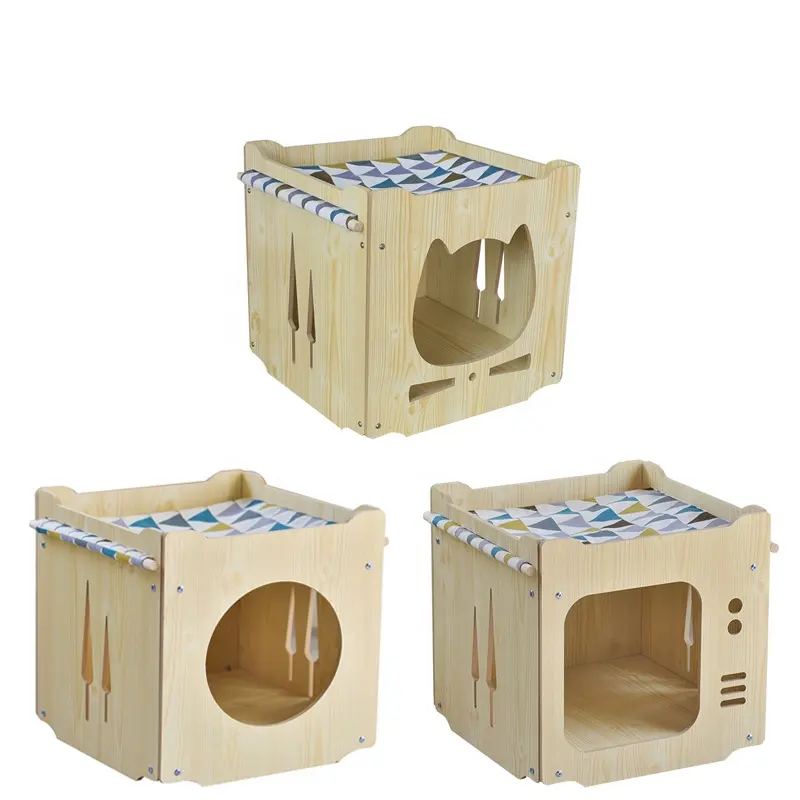 RL-PD059 Hot Selling All-season Wooden Pet House Bed for Cat Puppy