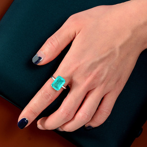 Anillos de Compromiso y Boda de Plata de Ley 925 con Baño de Rodio y Paraiba, Diseño Clásico para Fiestas, Venta al Por Mayor de Fábrica - Product Image 4