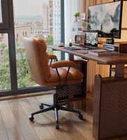 Chaise de bureau ergonomique réglable en cuir avec base pivotante à cinq étoiles pour la maison, le bureau, la chambre à coucher, l'étude, modèle BGY001