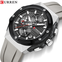 Montre pour homme CURREN 8462, haut de gamme, quartz, bracelet en silicone, multifonctionnelle, code de chronométrage, classique, lumineuse, étanche