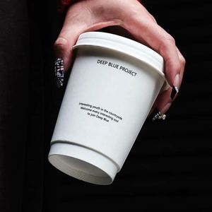 High-quality Disposable Custom logo 8/10/12/14/16/24oz Double Wall Paper Coffee <b>Cups</b> Hot Cold Drinks Embossed Craft Paper <b>Cups</b> - Product Image 4