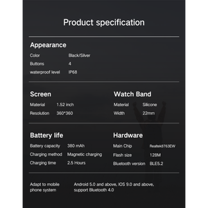 <span class=keywords><strong>Reloj</strong></span> Inteligente S56 Fitness con Más de 100 Modos Deportivos |   <span class=keywords><strong>Reloj</strong></span> de Natación Resistente al Agua |   Monitor de Salud del Sueño 24h - Product Image 6