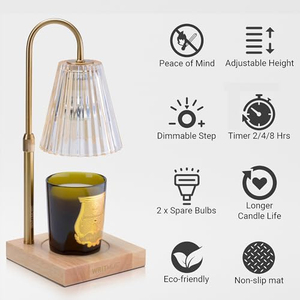 Calentador de Velas Eléctrico de Lujo con Brillo Ajustable, Acabado Dorado, Lámpara Calentadora de Velas con Temporizador para Decoración del Hogar de Primera Calidad - Product Image 4