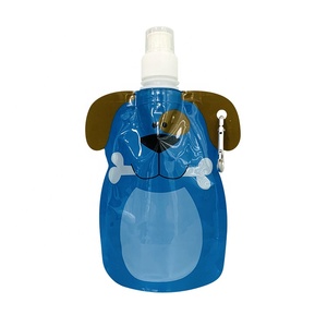 Impreso 480ML 16oz Niños Bolsa de agua plegable Deportes Bicicleta de montaña Bicicleta Ciclismo Bebida Botella de agua de dibujos animados con mosquetón - Product Image 3