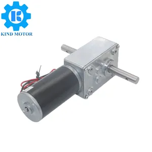 Permanent magnet 1.6-70kg.cm 12v 24v DC high torque double /dual output shaft worm gear reducer drying rack self-locking motor