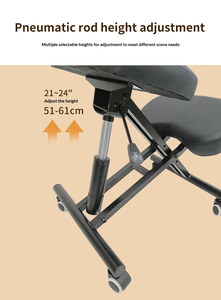Chaise à genoux ergonomique moderne réglable en hauteur en cuir PU avec cadre métallique pivotant à 360° et roulettes, fabrication directe OEM ODM - Product Image 3