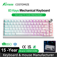 Clavier de jeu mécanique programmable 75 % avec anti-ghosting, RGB dynamique, tri-mode, hotswap, fixation Gasket, écran et bouton rotatif