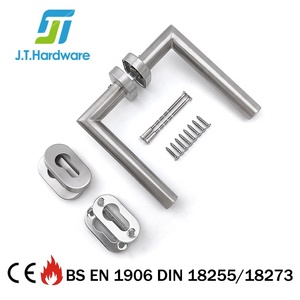 Poignée de porte en acier inoxydable, Tube rectangulaire, Rosette ovale, levier <span class=keywords><strong>Euro</strong></span> - Product Image 4