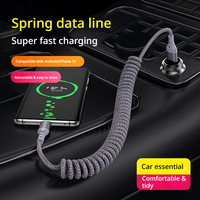 Câble de charge rapide télescopique tressé en spirale 100W pour téléphones Huawei et Apple 17 16 15, Samsung, Xiaomi