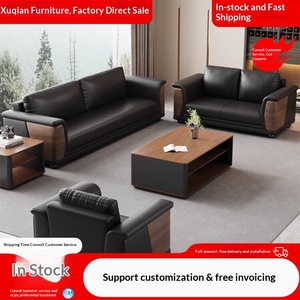 사무실 소파 커피 테이블 조합 세트 맞춤형 고탄성 폼 스펀지 심플 모던 가죽 비즈니스 보스 회의실 - Product Image 5