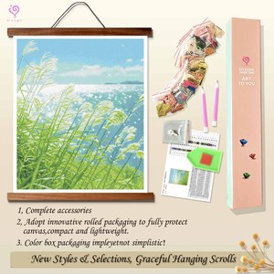 Décoration murale écologique pour la maison, peinture diamant, scène de paysage, kit DIY avec cadre, forme rectangulaire, perles rondes - Product Image 4